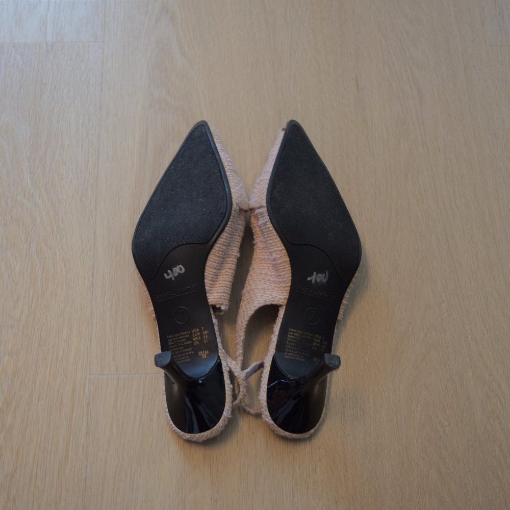 Blush Millennial Pink Tweed Kitten Heels - Picture 7 of 7